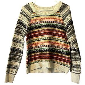 Princess Vera Wang Sweater Womens Large Fair Isle Colorful Bohemian Hippie‎ City